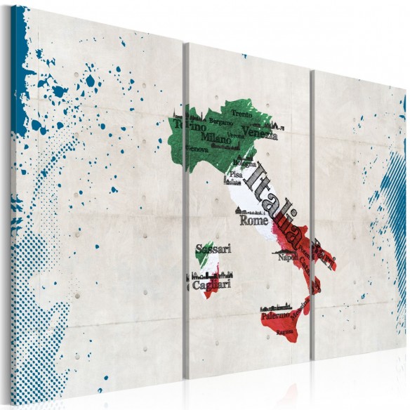 Tablou  Map of Italy  triptych