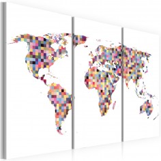 Tablou  Map of the World  pixels  triptych