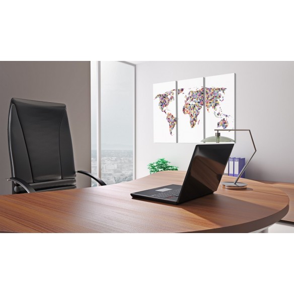 Tablou  Map of the World  pixels  triptych