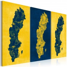 Tablou  Painted map of Sweden  triptych