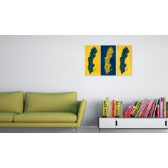 Tablou  Painted map of Sweden  triptych 2