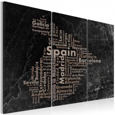 Tablou  Text map of Spain on the blackboard  triptych