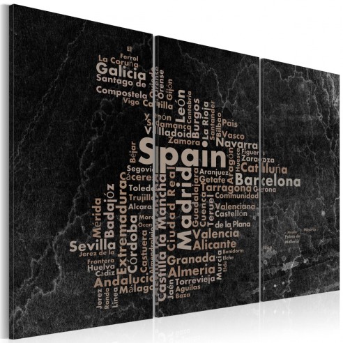 Tablou  Text map of Spain on the blackboard  triptych