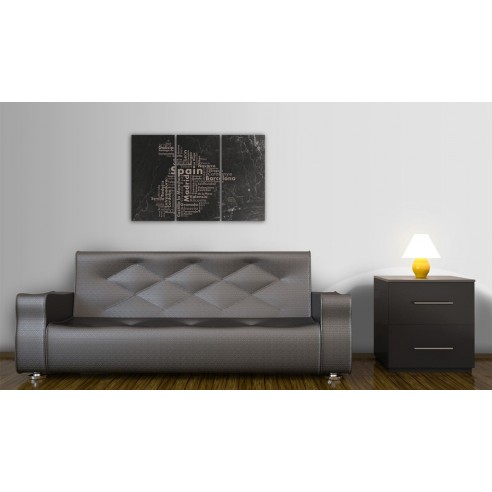 Tablou  Text map of Spain on the blackboard  triptych