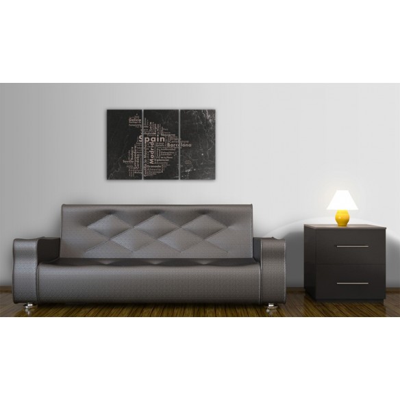 Tablou  Text map of Spain on the blackboard  triptych