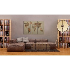 Tablou  Map of the World (German language)  triptych 2