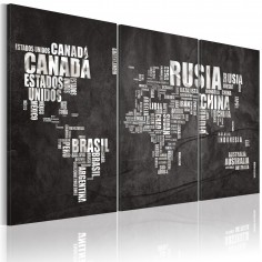 Tablou  Map of the World (Spanish language)  triptych
