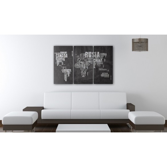 Tablou  Map of the World (Spanish language)  triptych