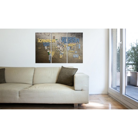 Tablou  Map of the World (Italian language)  triptych