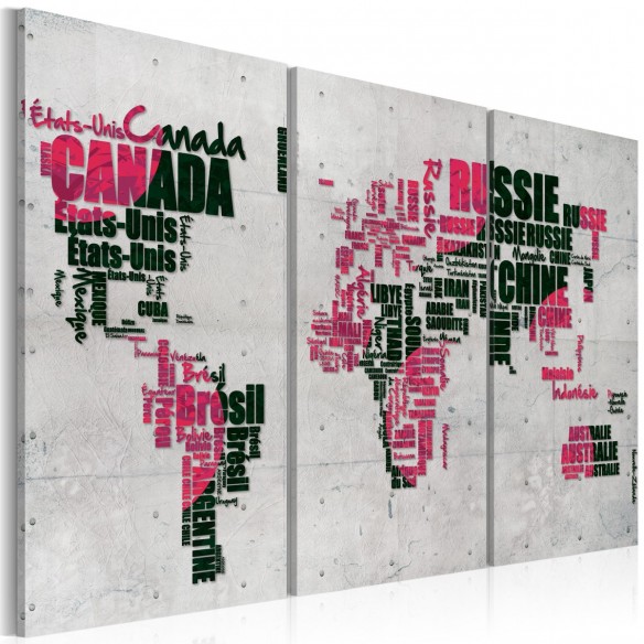 Tablou  Map of the World (French language)  triptych