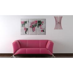 Tablou  Map of the World (French language)  triptych 2