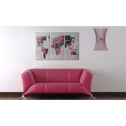 Tablou  Map of the World (French language)  triptych