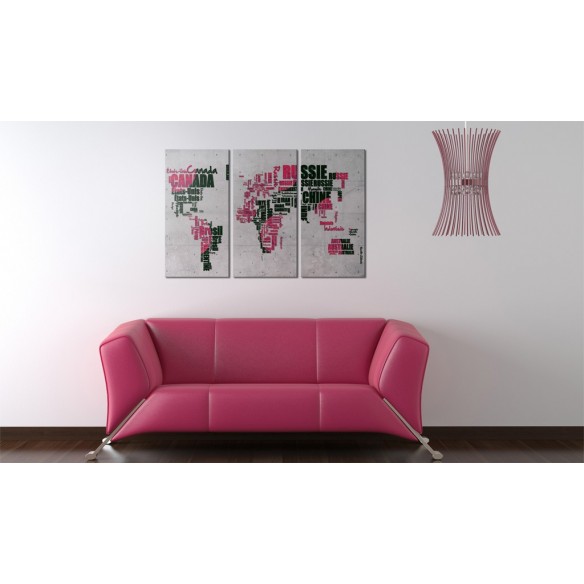 Tablou  Map of the World (French language)  triptych