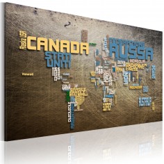 Tablou  Map of the World (Italian language)