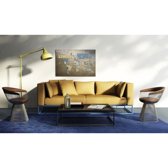 Tablou  Map of the World (Italian language)