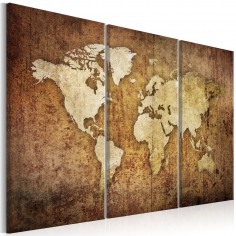 Tablou  World Map Brown Texture