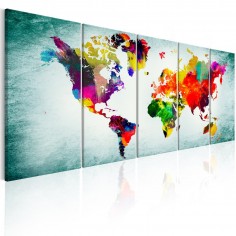 Tablou  World Map Green Vignette