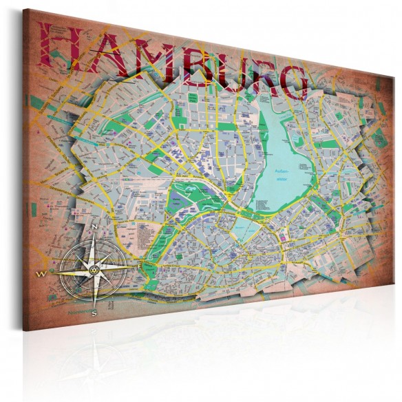 Tablou  Map of Hamburg