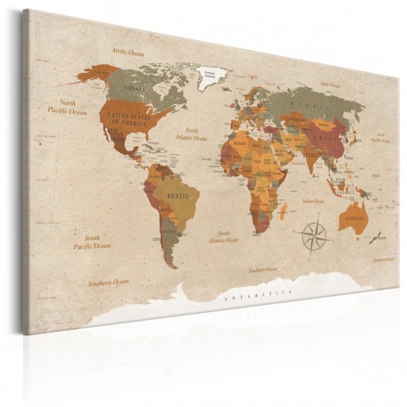 Tablou  World Map Beige Chic