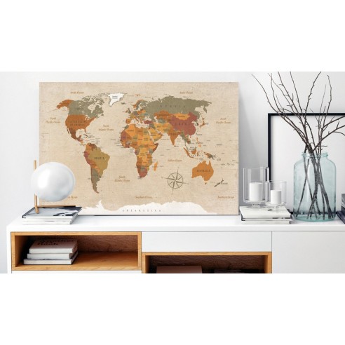 Tablou  World Map Beige Chic
