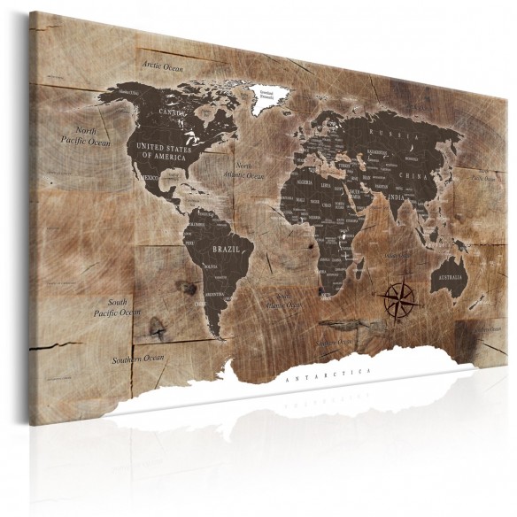 Tablou  World Map Wooden Mosaic