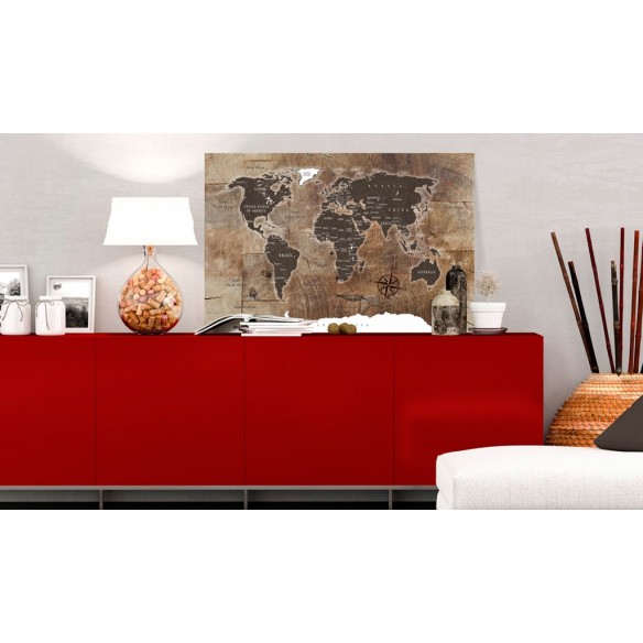 Tablou  World Map Wooden Mosaic
