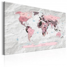 Tablou  World Map Pink Continents