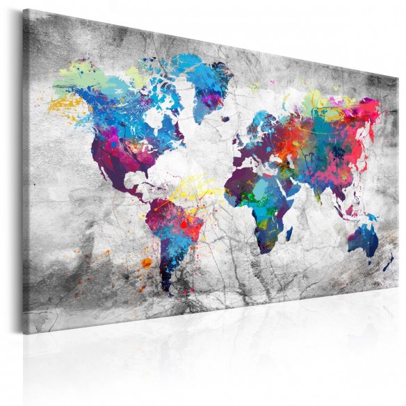 Tablou  World Map Grey Style
