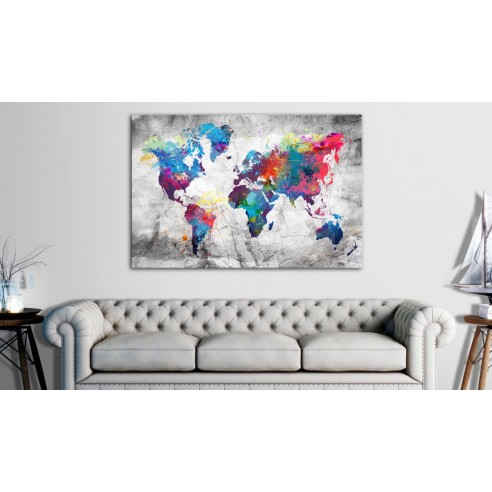 Tablou  World Map Grey Style