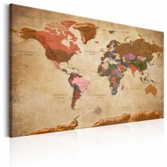 Tablou  World Map Brown Elegance