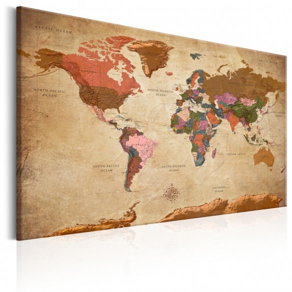 Tablou  World Map Brown Elegance