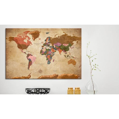 Tablou  World Map Brown Elegance