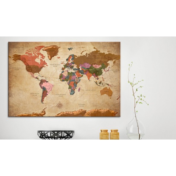 Tablou  World Map Brown Elegance