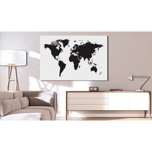 Tablou  World Map Black & White Elegance