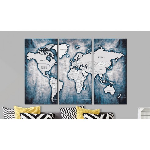 Tablou  World Map Ink Triptych