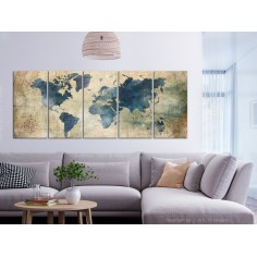 Tablou  Retro Map (5 Parts) Narrow 2