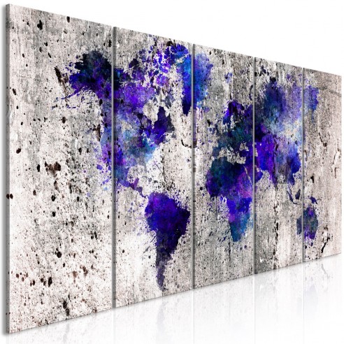 Tablou  World Map Ink Blots (5 Parts) Narrow
