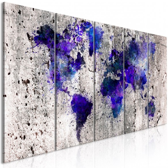 Tablou  World Map Ink Blots (5 Parts) Narrow