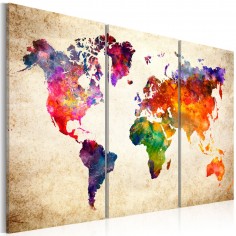 Tablou  The Worlds Map in Watercolor