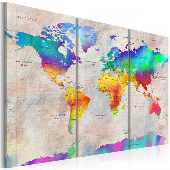 Tablou  World Map Rainbow Gradient