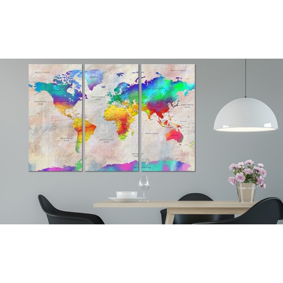 Tablou  World Map Rainbow Gradient