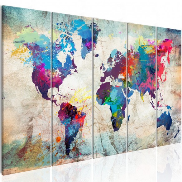 Tablou  World Map Cracked Wall