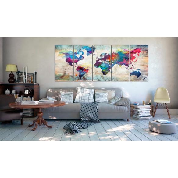 Tablou  World Map Cracked Wall