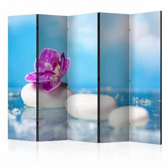Paravan  Pink Orchid and white Zen Stones II [Room Dividers]