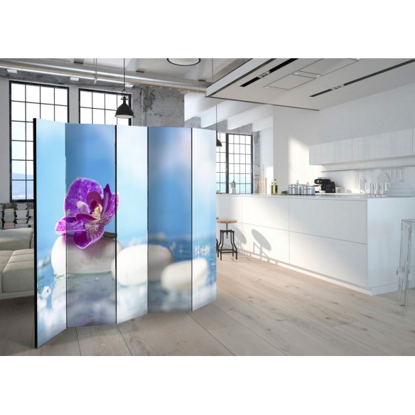 Paravan  Pink Orchid and white Zen Stones II [Room Dividers]