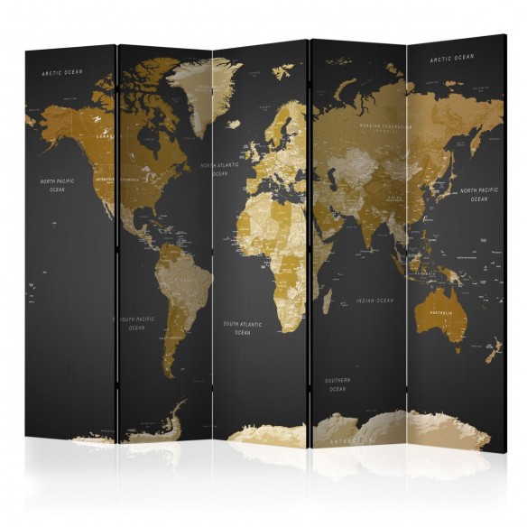 Paravan  Room divider  World map on dark background