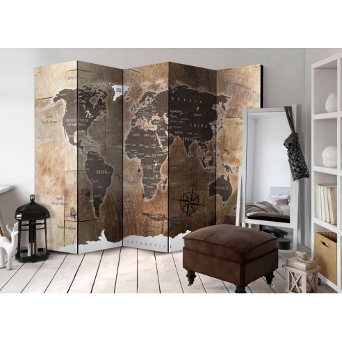 Paravan  Room divider – Map on the wood