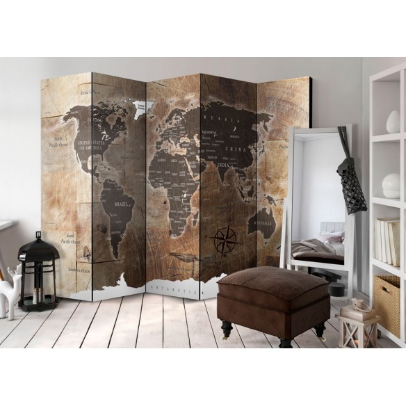 Paravan  Room divider – Map on the wood