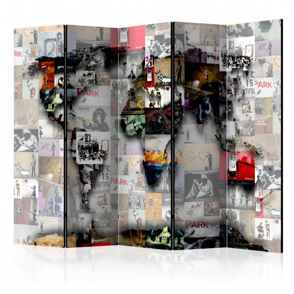 Paravan  Room divider – World map – Banksy