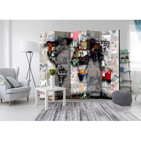 Paravan  Room divider – World map – Banksy